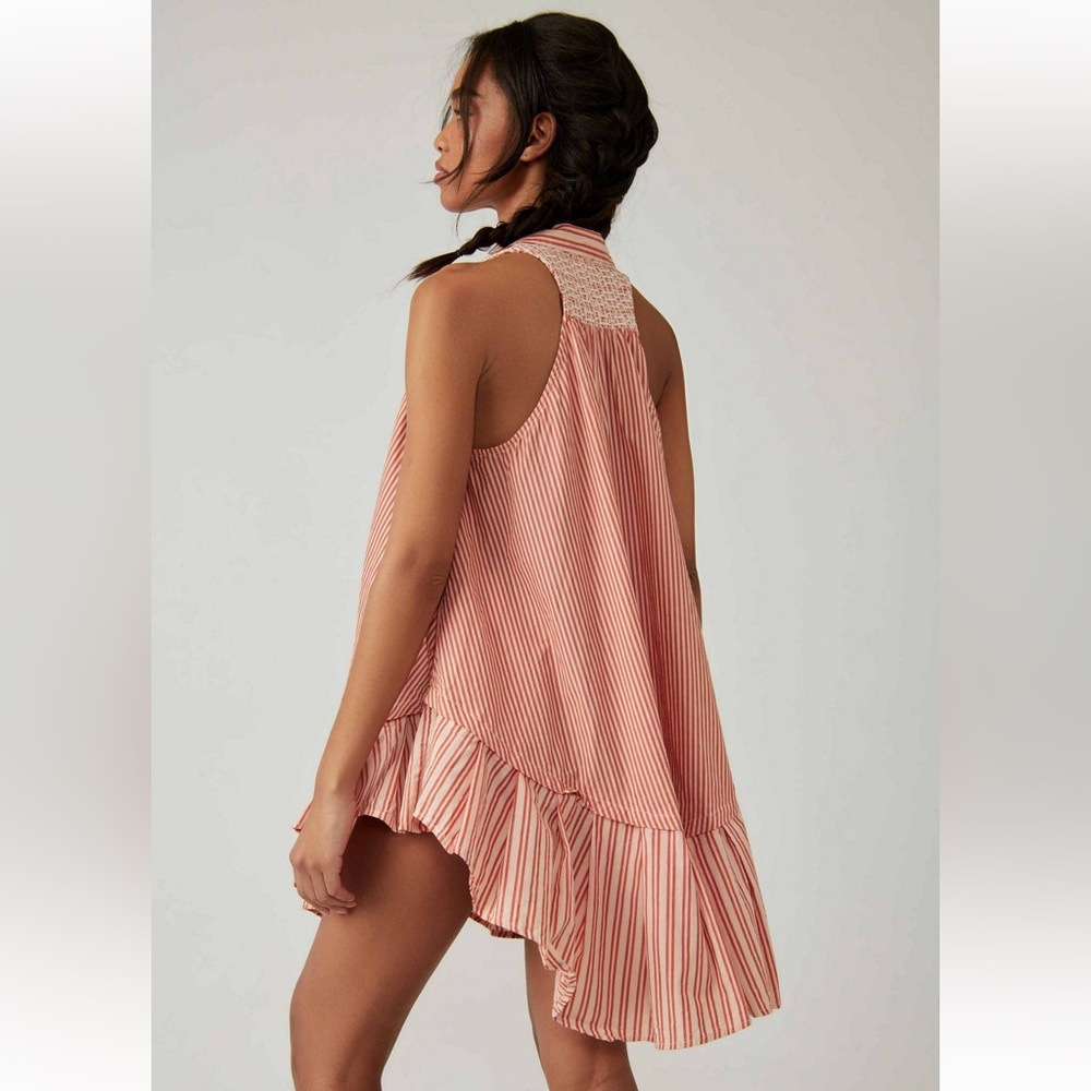 Free People Be Real Red and White Striped Sleeveless Mini Dress Size S